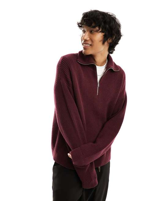 Burgundy half 2025 zip sweater