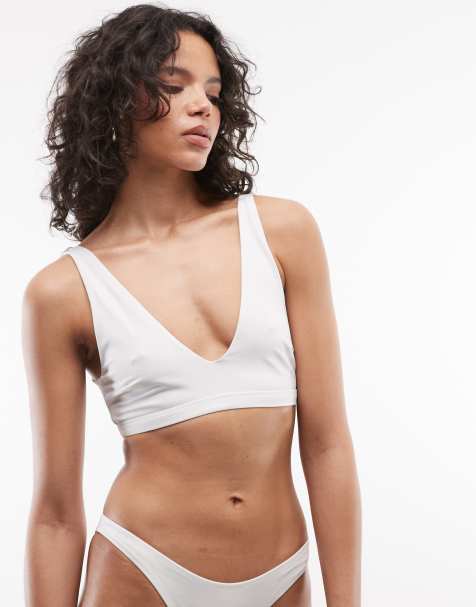 Weekday - Haut de bikini d'ensemble à décolleté plongeant - Blanc cassé - view 1