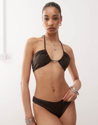 Haut de bikini multipositions - Marron foncé 2XS