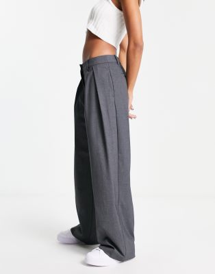 Weekday hazel suit pants in gray melange-purple