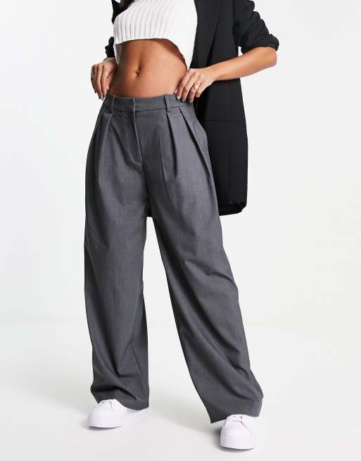 Weekday Hazel suit pants in gray melange | ASOS