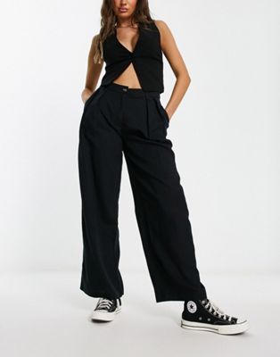 Weekday Hazel tailored trousers in black  - ASOS Price Checker