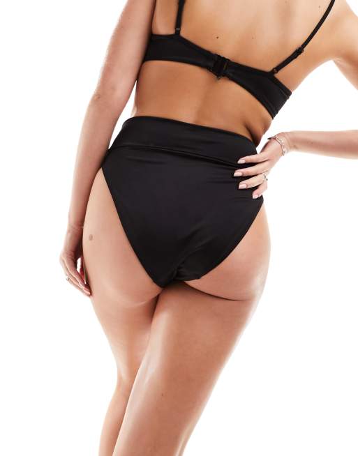 Weekday Heat high waist bikini bottoms in black, 3 of 4