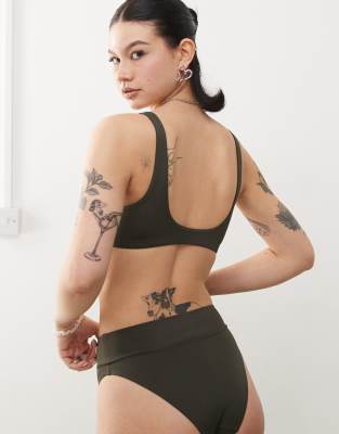 Weekday Heat Mix & Match High Waist Bikini Bottom In Green