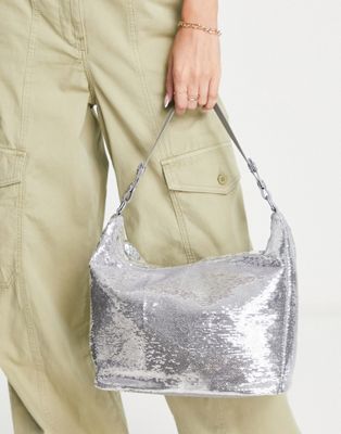 Weekday Heaven sequin handbag in silver