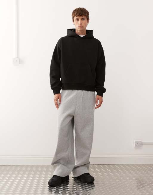 Weekday heavyweight jersey oversized boxy fit hoodie in black
