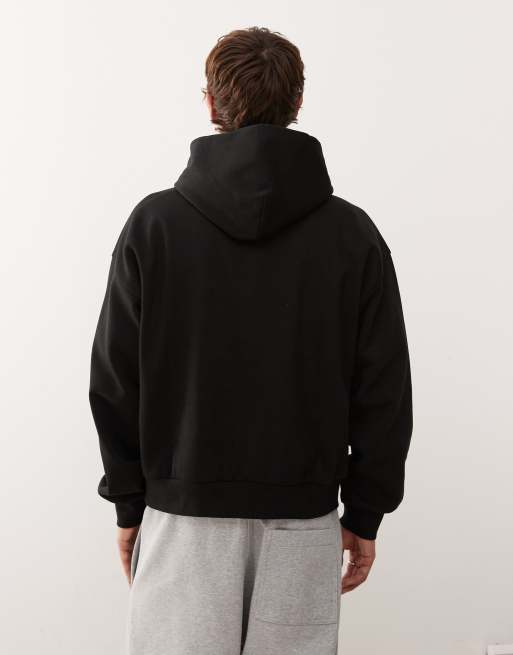 Weekday heavyweight jersey oversized boxy fit hoodie in black