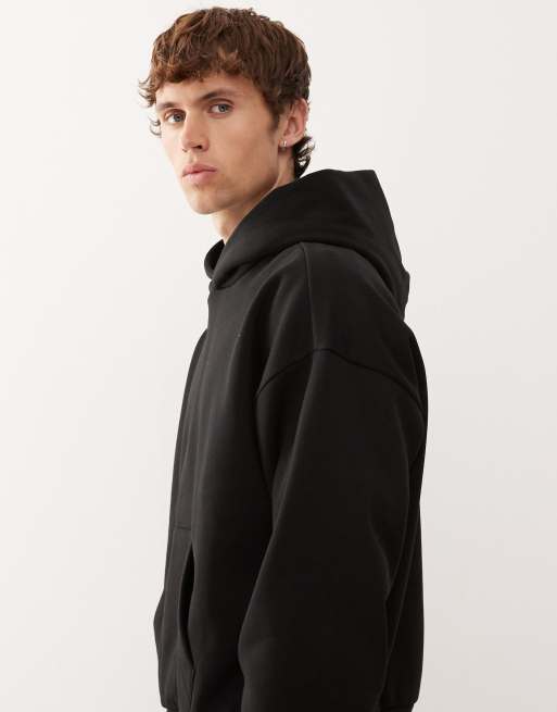 Weekday heavyweight jersey oversized boxy fit hoodie in black