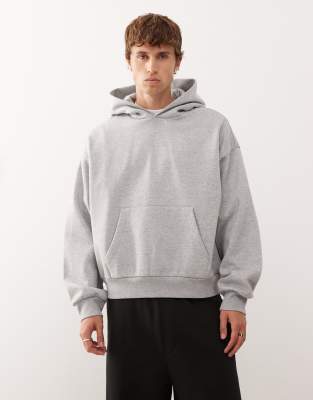 Weekday Weekday heavyweight jersey oversized boxy fit hoodie in grey melange