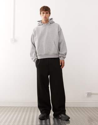 Weekday Weekday heavyweight jersey oversized wide leg joggers in black