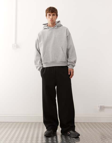Weekday heavyweight jersey oversized wide leg joggers in black - view 1