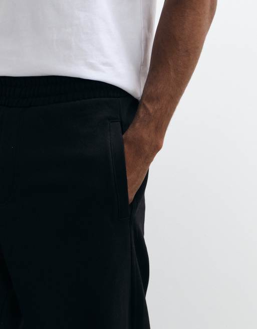 Weekday heavyweight jersey oversized wide leg trackies in black, 4 of 5