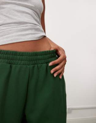 Weekday Heavyweight Jersey Wide Leg Sweatpants In Green