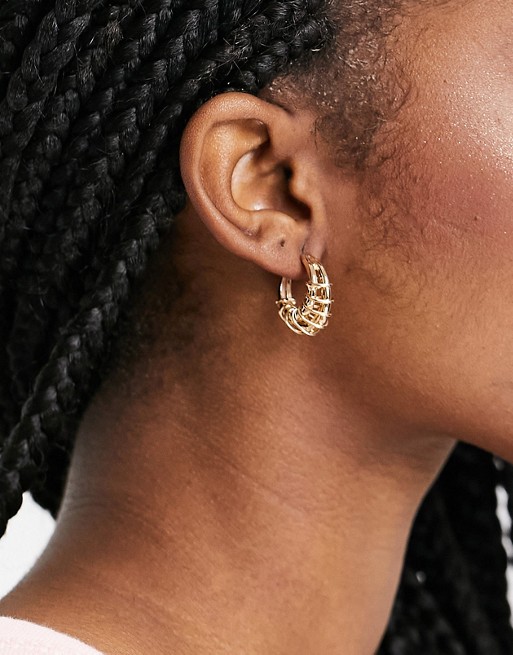 Weekday Hedda ring detail hoop earrings in gold