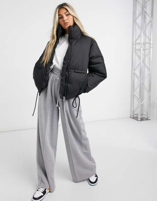 black padded short jacket