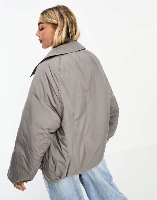 Weekday Destiny bomber jacket in light grey