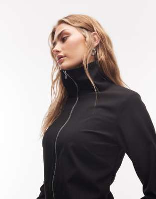 Weekday - Hemd in Schwarz mit Nadelstreifen und Reißverschluss, Kombiteil