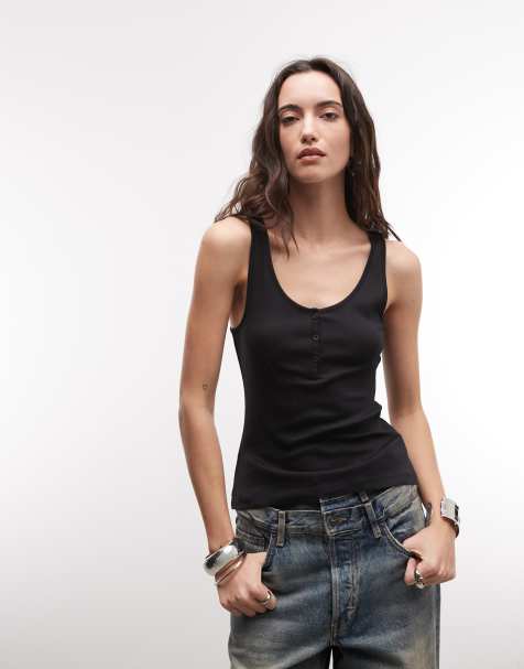 Weekday – Henley-Trägertop in Schwarz - view 1