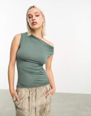 Weekday Annie Boat Neck Tank Top In Gray In Gray