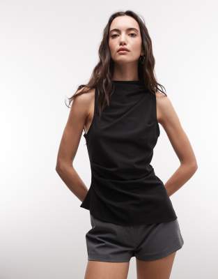 Weekday High Neck Asymmetric Top In Black