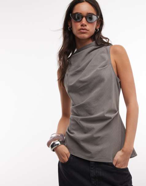 Weekday high neck asymmetric top in gray - view 1