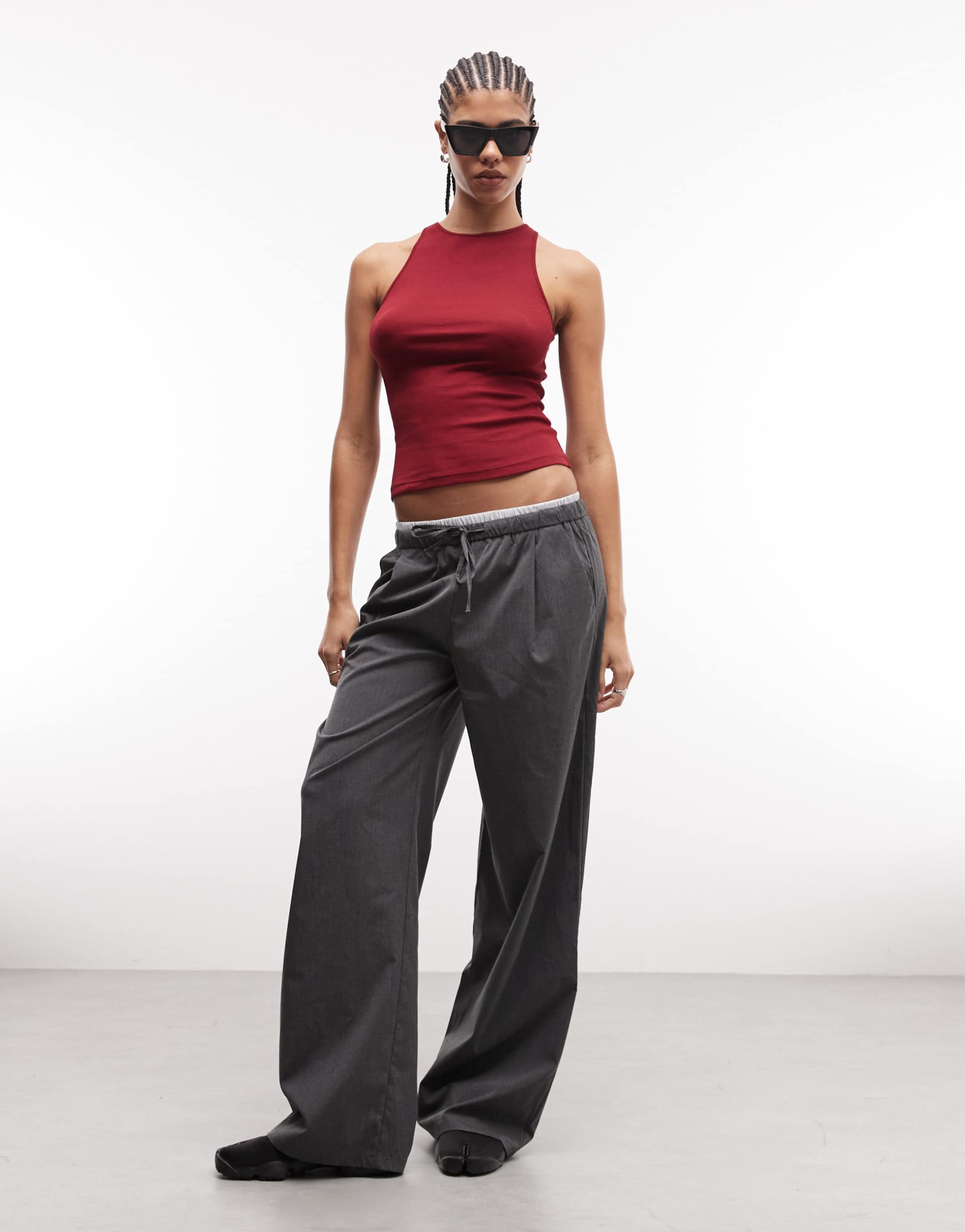 weekday high neck tank top in cherry red