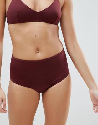 maroon high waisted bikini bottoms