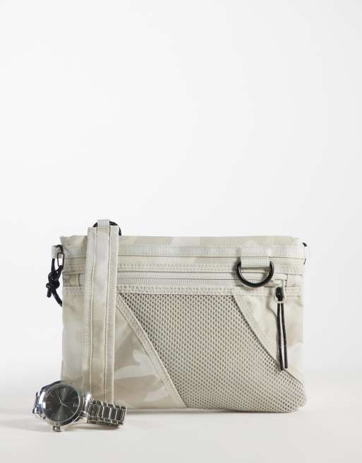 Weekday hiker mini cross body bag with mesh detail in camo print, 2 of 4