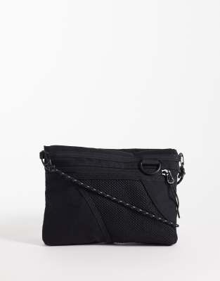 Weekday Hiker Mini Cross Body Bag With Mesh Detailing In Black