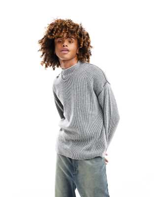 Weekday Weekday Holger wool blend mock neck jumper in black and white