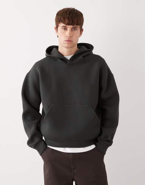 Weekday hoodie in dark green scuba-style fabric - view 1