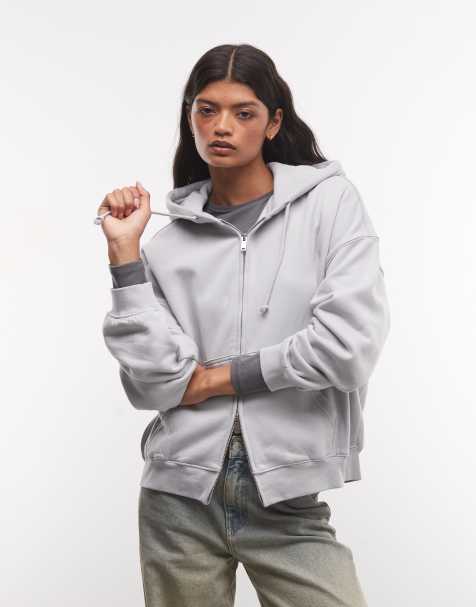 Weekday hoodie met rits in lichtgrijs - view 1