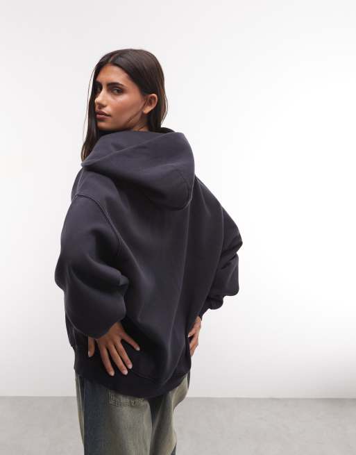 Weekday hoodie oversize avec détail de broderie en bleu foncé, 4 de 4