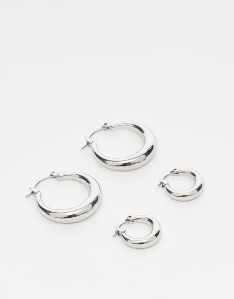 Weekday hoop earrings 2-pack in silver - view 1