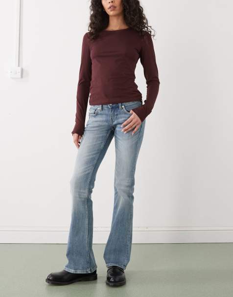 Weekday Hour flared jeans in light blue wash - view 1