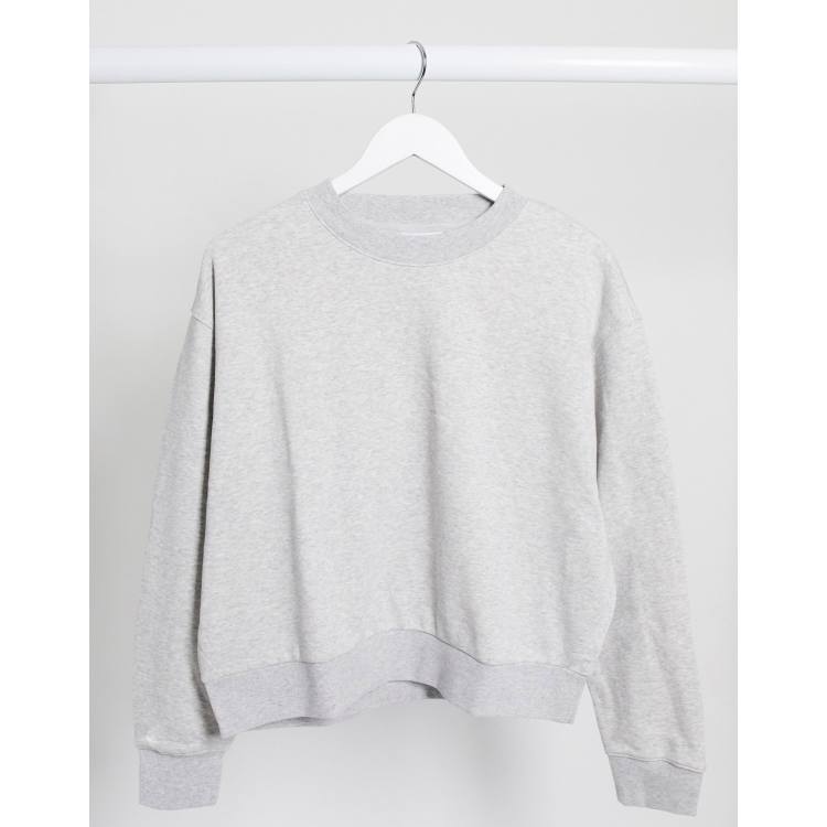 Weekday Huge cotton blend oversized cropped sweatshirt in light