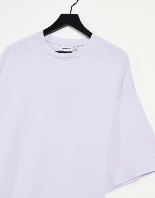 Weekday Huge cotton oversized t-shirt dress in lilac - PURPLE, 4 of 4