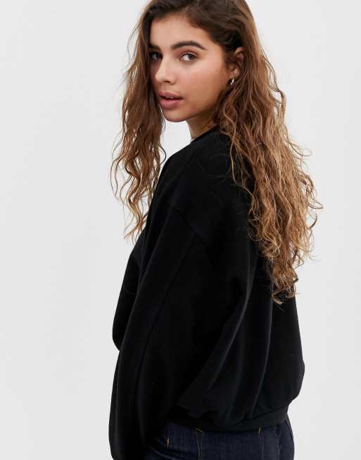 Weekday Huge cropped sweatshirt in black