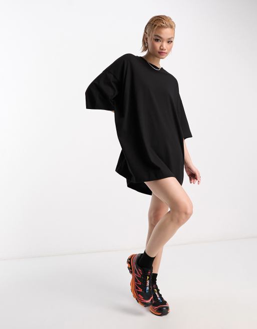 Weekday Huge exclusive t-shirt dress in black | ASOS