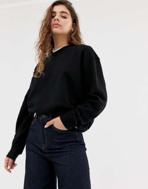 Weekday – Huge – Kurz geschnittenes Sweatshirt in Schwarz