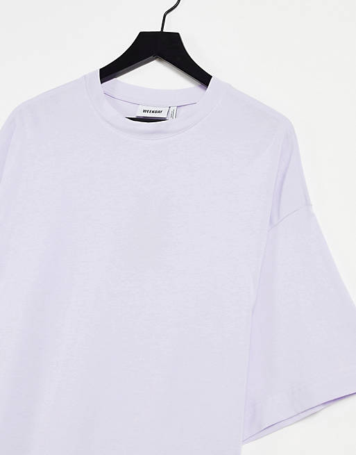  Weekday Huge organic cotton oversized t-shirt dress in lilac 
