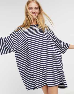 striped oversized t shirt dress