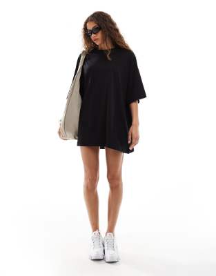 Weekday Huge T-shirt Mini Dress In Black Exclusive To Asos