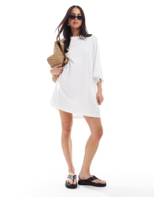 Weekday Huge T-shirt Mini Dress In White - Exclusive To Asos