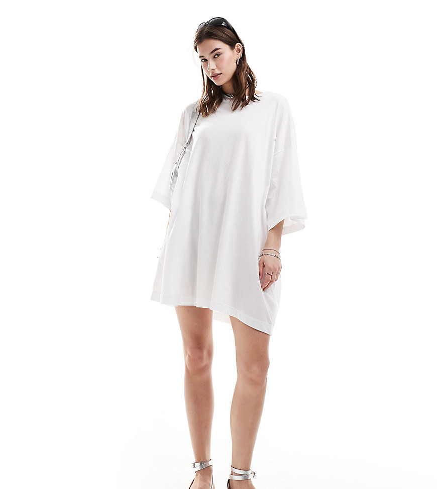 Weekday Huge T-shirt Mini Dress In White - Exclusive To Asos