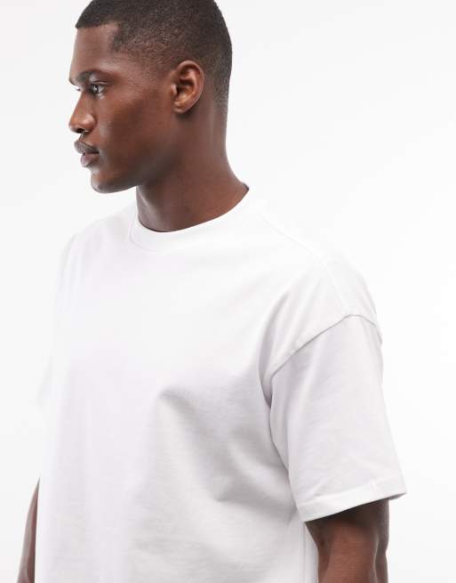 Weekday - Hvid oversized T-shirt i kraftig jersey med firkantet pasform, 4 af 5