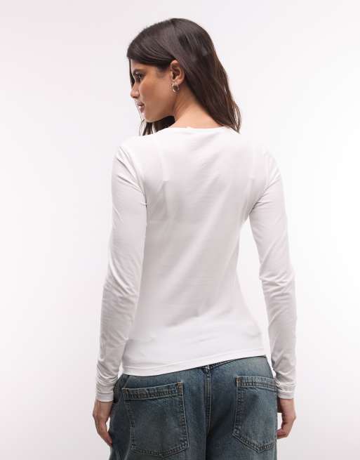 Weekday - Hvid T-shirt med lange ærmer i slim fit, 2 af 4
