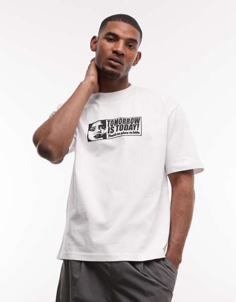 Weekday - Hvid T-shirt med 'Tomorrow'-grafik og afslappet pasform - view 1