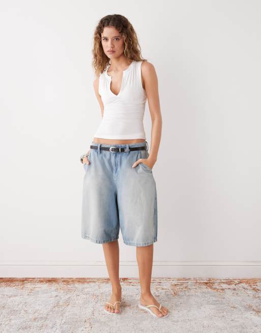 Weekday - Hvid tanktop med v-hals med hakdetalje, 4 af 4