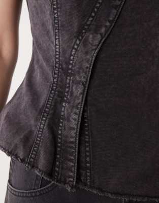 Weekday Ibis Asymmetric Peplum Top With Concealed Buttons In Gray